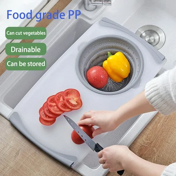 

Telescopic Cutting Board 3 in 1 Chopping Board Detachable Folding Drain Basket Sink CuttingBoard Kitchen Tools