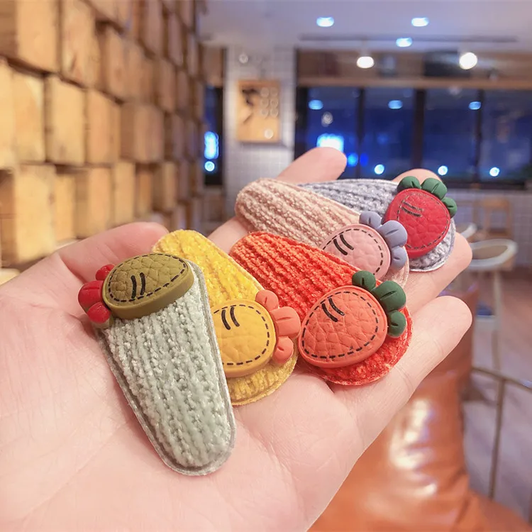 1 пара, корейский стиль, детские, простые, нарезанные, фруктовые, овощные, бархатные, тканевые, ВВ-клипсы, модные, милые, для девочек, принцесса, заколки, аксессуары для волос