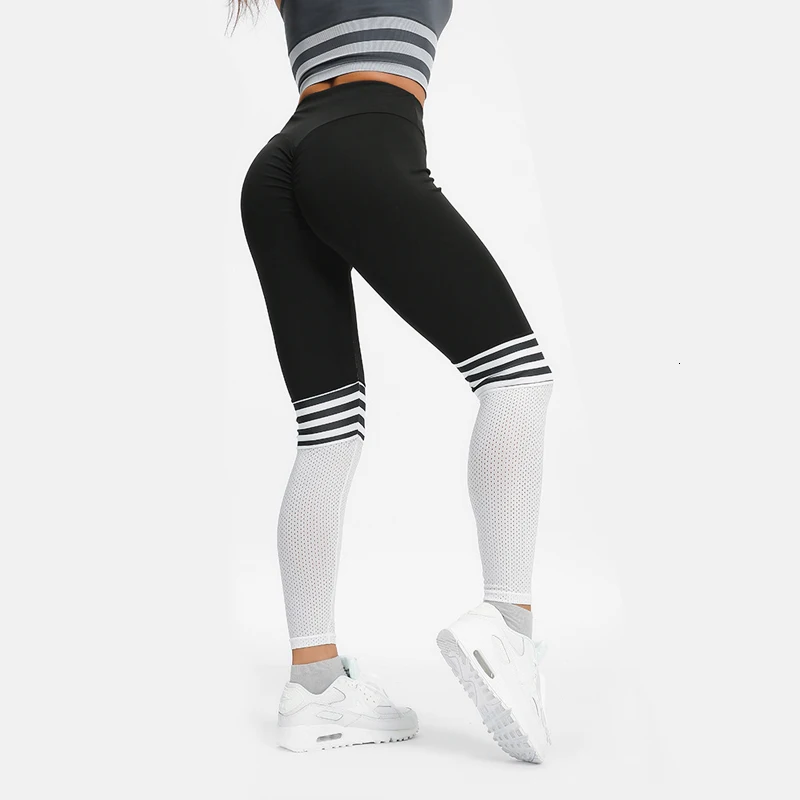 JETU Quality Stretch Pants Female Striped Without Transparent High Knee Patchwork Leggings Leopard Print Sweatpants