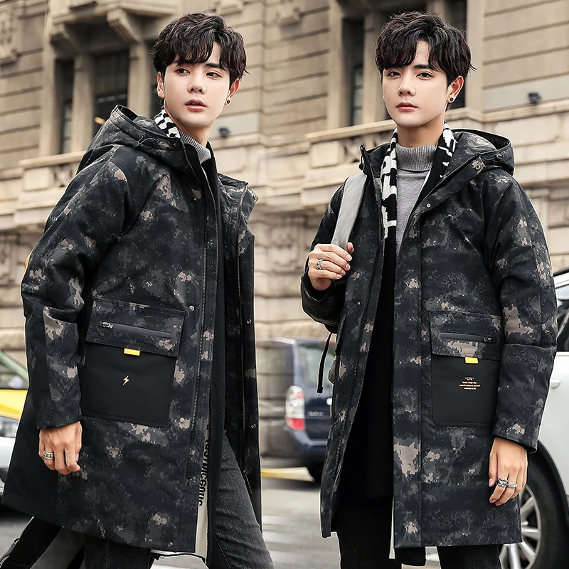 

Mens Winter Thick Puffer Jacket for 2020 Fashion Trends Camouflage Duck Down Coats with Hood Windproof Warm Padding Men Clothing