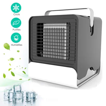 

2020 New Mini Portable 4 In 1 Mini USB Desktop Household Air Cooler Filter 150ml Water Tank Core Piano Key Night Light ABS