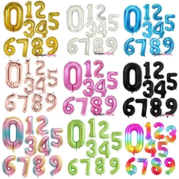 

30/40 inch Rose Gold Silver Foil Number Balloons Birthday Party Decor Air Helium Number Globos Kid Baloons Birthday Balon