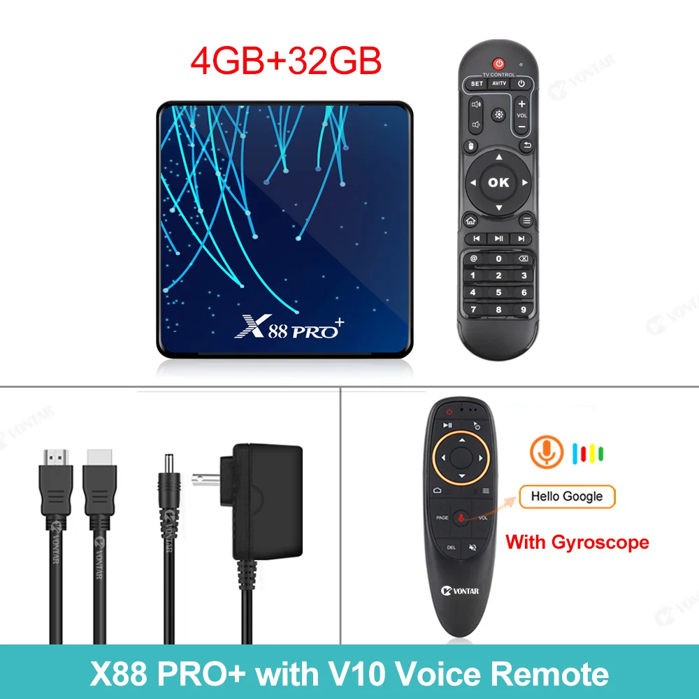 4G 32G add G10RC X88 PRO Plus Android 9,0 ТВ приставка Rockchip RK3368PRO Восьмиядерный Смарт ТВ приставка 4 ГБ 32 ГБ/64 Гб/128 Гб 4 к 60fps WiFi USB3.0 BT4.0 Netflix - Цвет: 4G 32G add G10RC