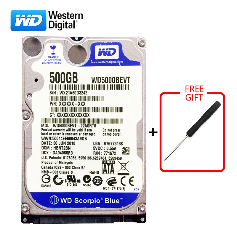 WD 500 Гб 2 5 &quotHDD SATA Внутренний жесткий диск 80 160 250 ГБ 320 3-6 5400-7200 об/мин синий Жесткий