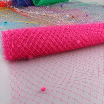 

5Yards/lot Hot pink Birdcage Veils with Dot 45CM For Women Fascinator Veiling Headpiece Netting hats accessories Bridal Veils