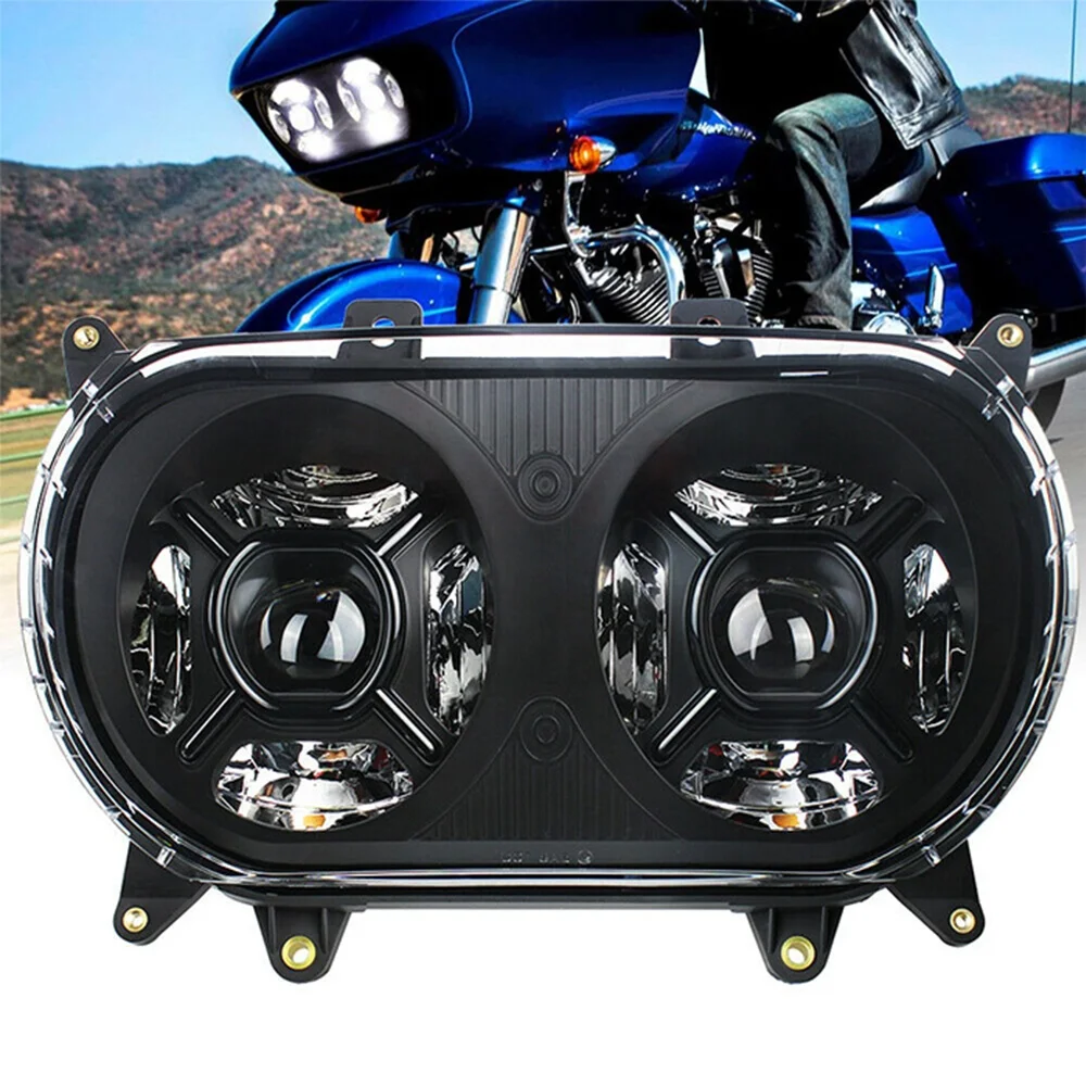 

Newest 124W Dual LED Headlight for Harley Road Glide 2015 2016 2017 2018 2019 2020 Motorcycle Headlamp Replacement Black