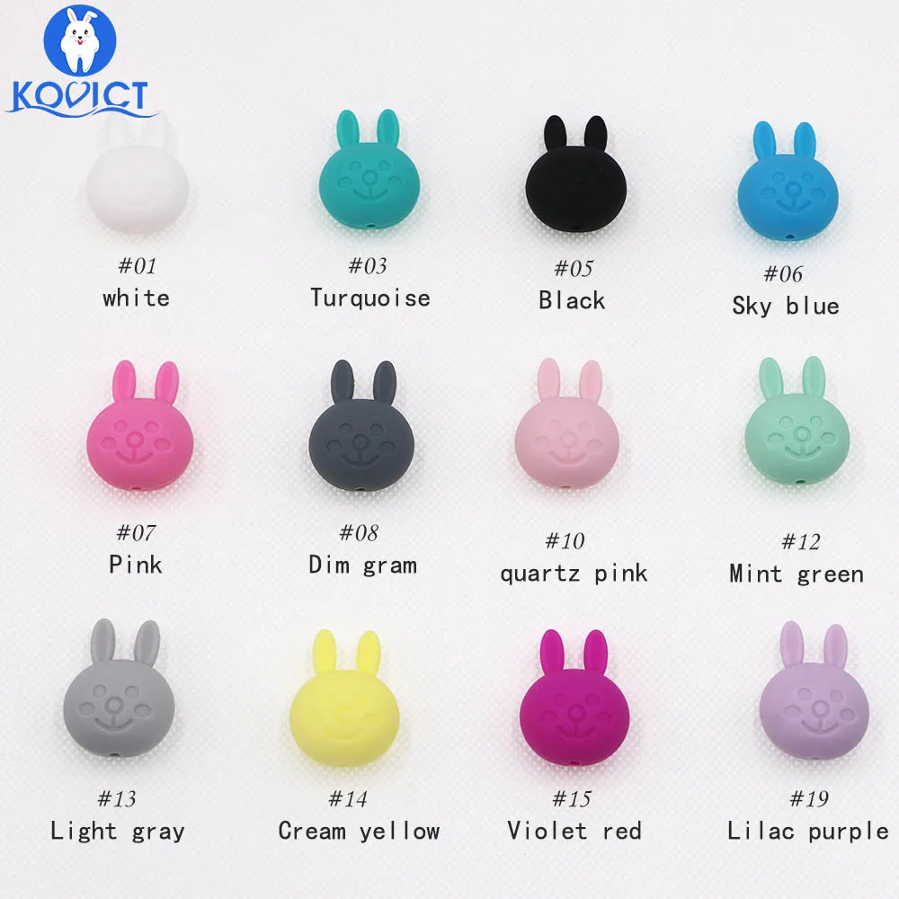 Kovict 5pc rabbit Silicone Beads Food Grade Silicone Teether DIY Nursing Necklace Accessories perle Beads Baby Teethers