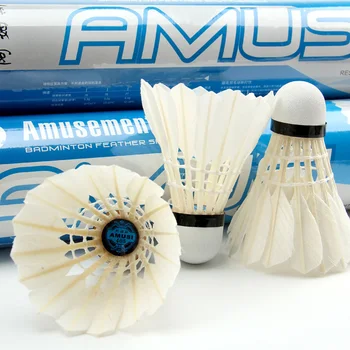 

AMUSI 12 Pcs White Duck Feather Badminton Ball Shuttlecocks Sport Training Train High Durable Medium 77 Speed