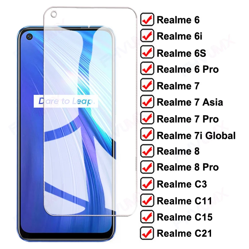 9D Volledige Beschermende Glas Voor Realme 6 7 8 Pro 6S 6i 7i Global 7 Azië Gehard Screen Protector op C3 C3i C11 C15 C21 Glas Film