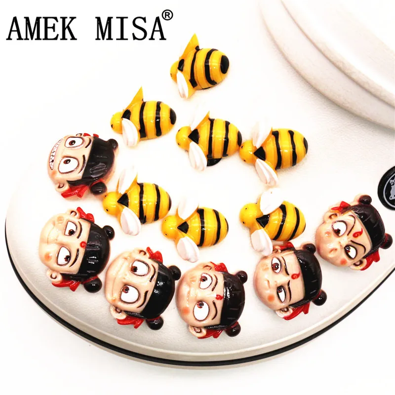 

High Quality Shoe Charms Cartoon Nezha Garden Shoe Decoration Cute bee Shoe Accessories fit croc jibz Kid's Party X-mas Gifts