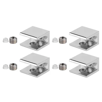 

4Pcs Hardware Glass Clamp Fixed Folder Bracket Accessories Glass Clips For Home Office Door Hardware Fasteners With Screw