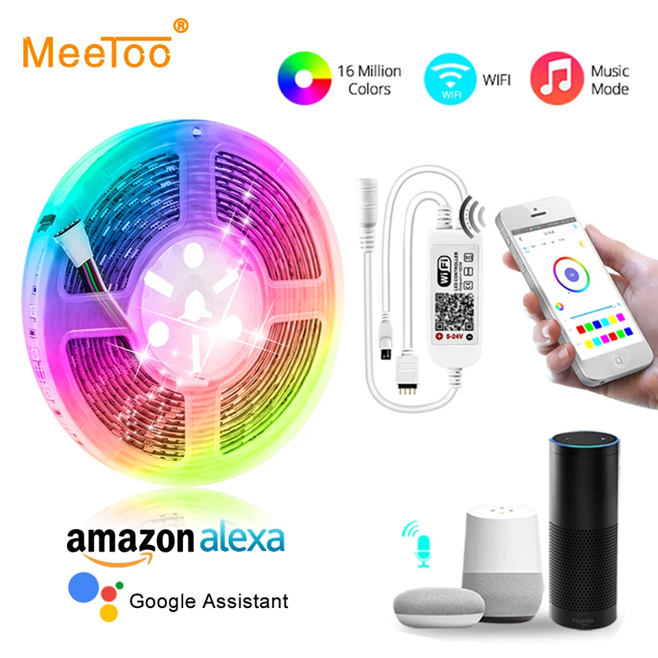 5050 RGB Светодиодная лента WiFi RGBW 5 м 12 В Гибкая неоновая световой полосы приложение