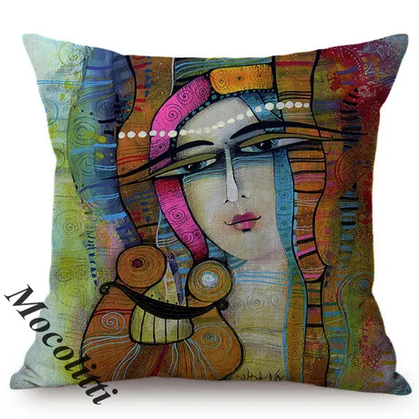 Orange Melody Love Song Nordic Ethnic Minority Art Home Decorative Cushion Cover Chic Woman Portrait Car Sofa Throw Pillow Case M136-9