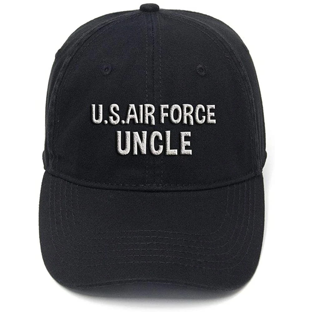 

Lyprerazy Air Force Uncle Gift Washed Cotton Adjustable Men Women Unisex Hip Hop Cool Flock Printing Baseball Cap