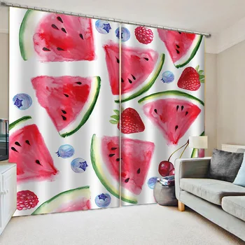

Green Yellow Fruit 3D Tulle Curtains for Living Room Bedroom Bathroom Kitchen Window Screen Modern Sheer Window Curtain Home
