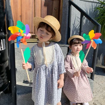 

Children 2020 Spring Princess Floral Cotton Causal Princess Dress New Girls Vintage Long Sleeeve with Lace Dresses Toddler Cloth