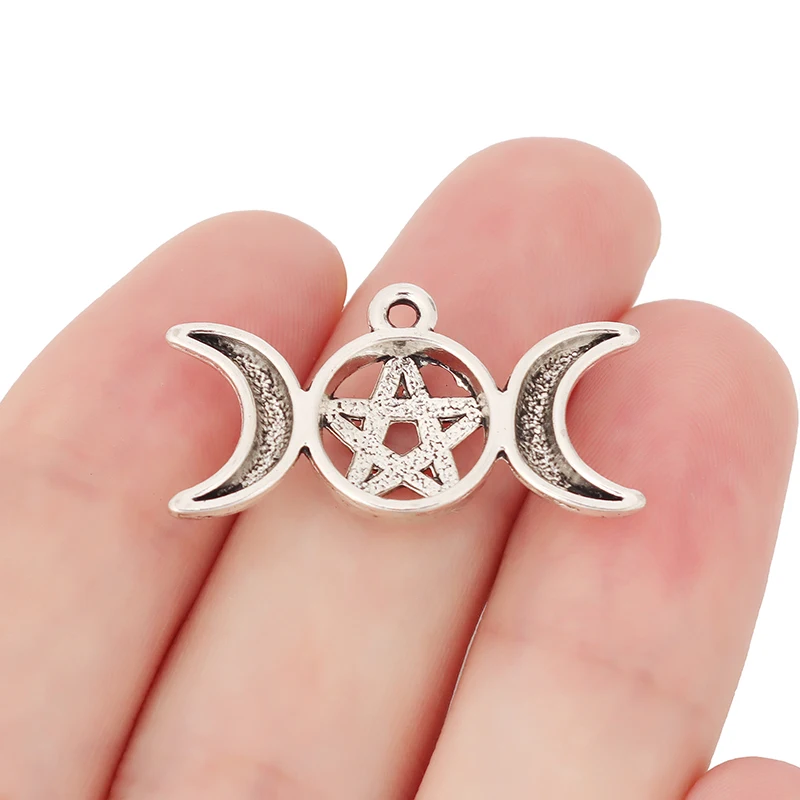 ZXZ 10 шт. тибетское серебро Тройная Луна пентаграмма Pentacle Очаровательные Подвески