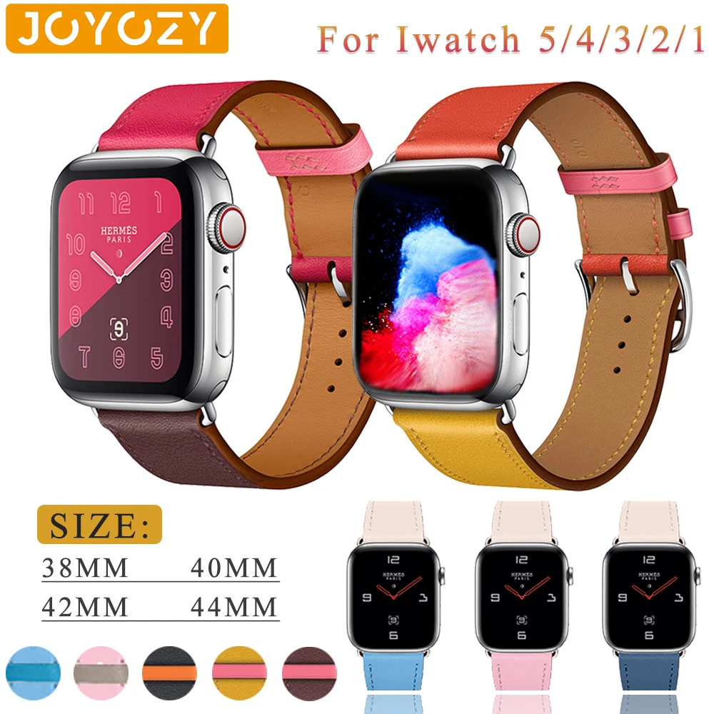 

Joyozy Fashion Color matching smart watch strap for apple watch 38 mm 40mm 42mm 44mm leather strap for apple series 1/2/3/4/5