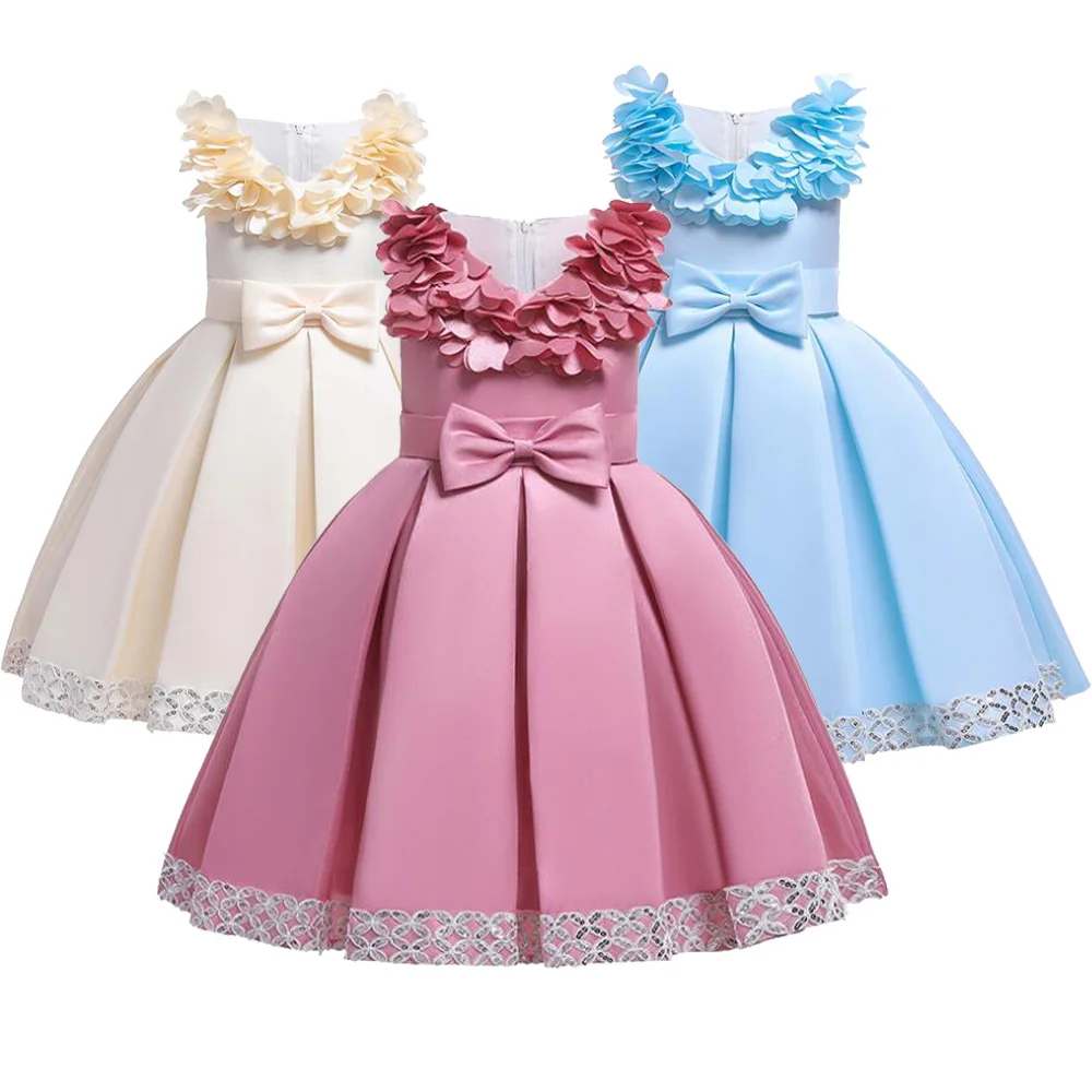 Для девочек атласное платье для первого причастия Аппликации бальное