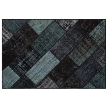 

Handmade Black Vintage Overdyed Patchwork Area Rug 120x180 Cm-3'11''X5'11''
