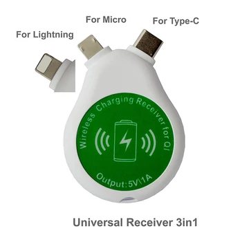 

Universal Qi Wireless Charging Receiver Micro USB Type-C Receiver For Huawei For IPhone 11 For Xiaomi Airports High-Speed Rail