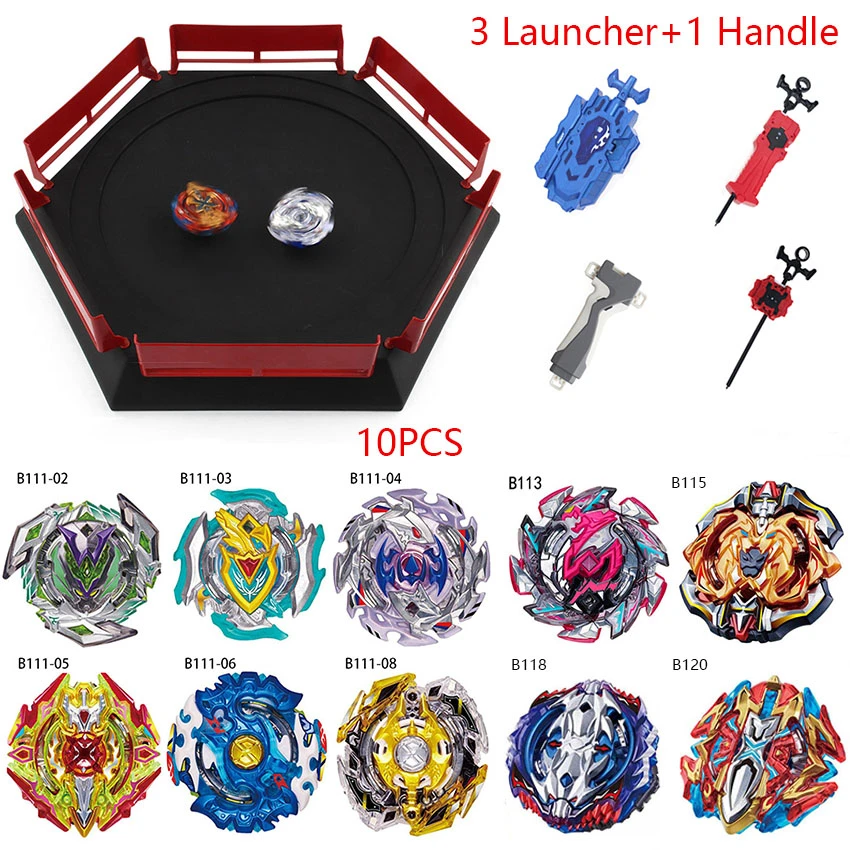 10 шт. набор beyblades burst с ручкой пускового устройства и металлической рукояткой Arena