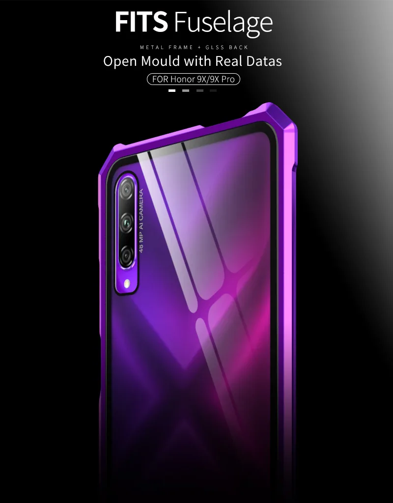 Роскошный чехол для huawei Honor 9X, металлический бампер с рамкой и прозрачная задняя крышка из закаленного стекла для huawei Honor 9X Pro, чехол