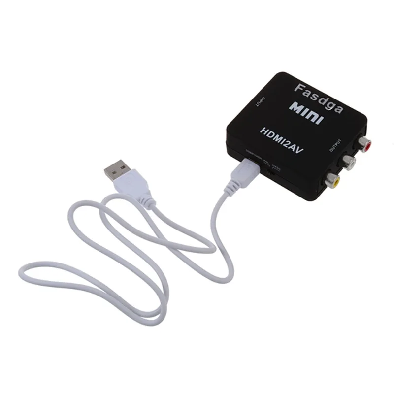 Fasdga MINI HDMI к 3RCA CVBS композитный видео AV конвертер адаптер ТВ PS3 VHS и VCR DVD черный