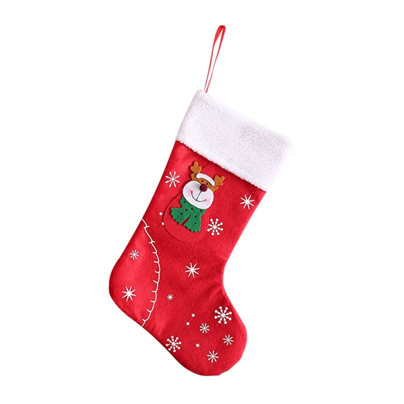 1 шт., рождественские чулки, носки с Санта-Клаусом, Рождественский милый мешок для подарков, Рождественский мешок с яблоком, каминная елка, рождественские украшения для дома - Цвет: D