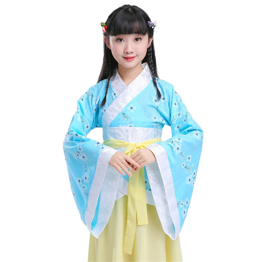 Детские традиционные китайский hanfu для девочек в стиле ретро, сказочные народные детские танцевальные костюмы одежда для сцены Восточный костюм Тан