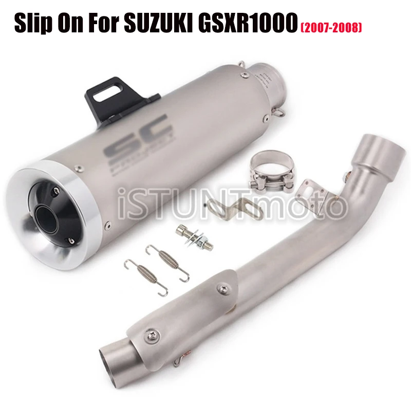 Slip On For SUZUKI GSXR1000 2007-2011year Motorcycle Escape Modified Scooter Middle Link Pipe Full System with GP Racing Exhaust - Цвет: 07-08 A