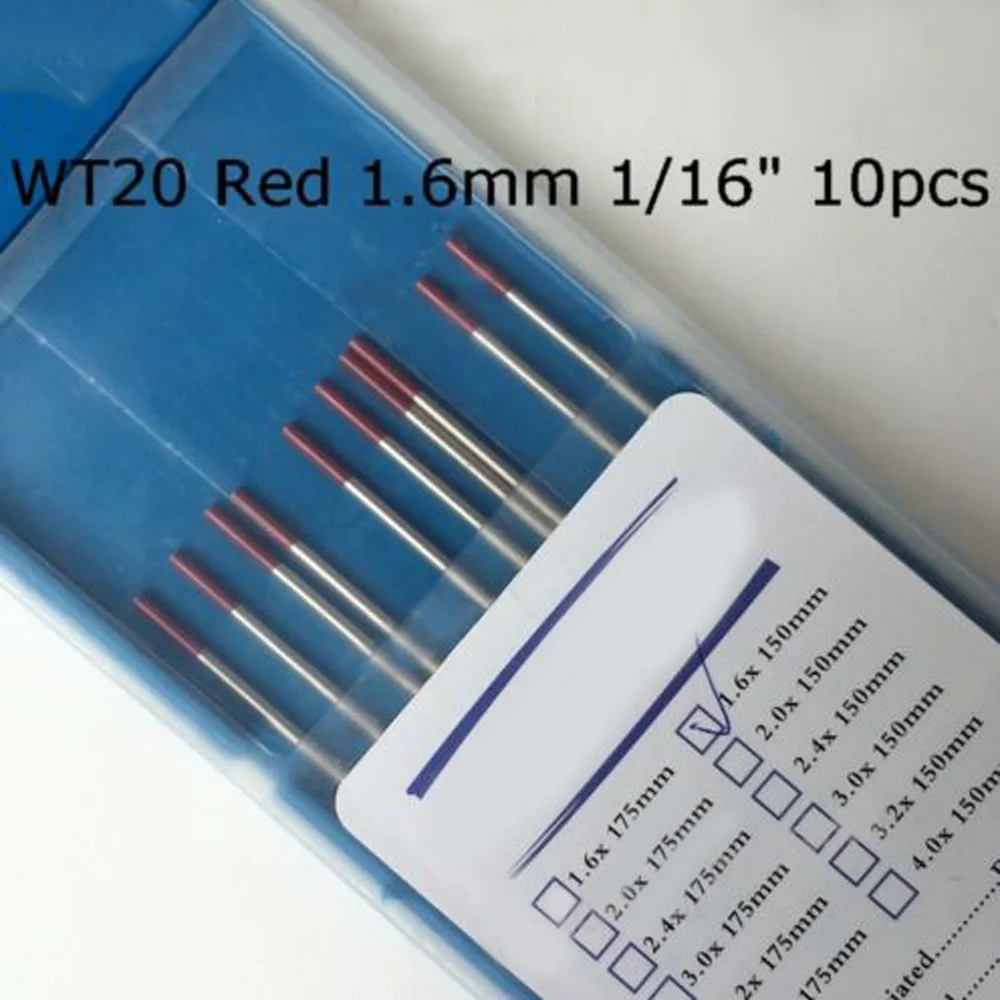 2% торированный сварки Вольфрам электрод 1/16x6 WT20 красными наконечниками набор из 10 комплект