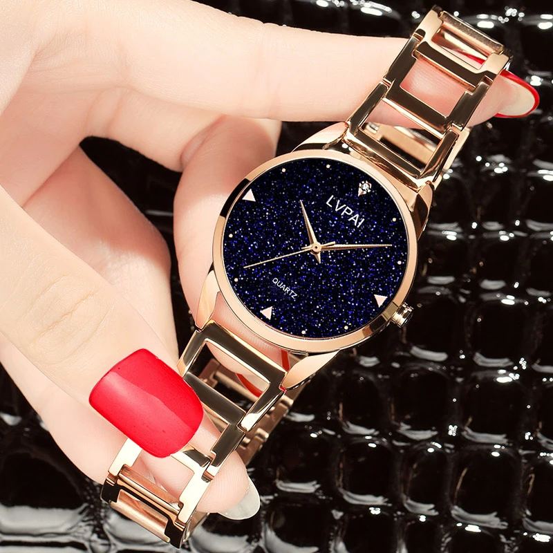 Lvpai Люксовый Бренд Часы женские часы-Браслеты Модные Кварцевые Наручные Часы Для Женщин Классический деловой стиль Золотые часы