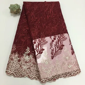 

African Lace Fabric 2020 Embroidered Beaded Nigerian Laces Fabric Bridal High Quality French Tulle Lace Fabric For Wedding