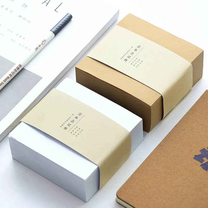 

400 Sheets Memo Pad Brick Stickers Kawaii Post It Kraft/White Paper Notes Memo Pads Kawaii Stationery School Planner Stickers