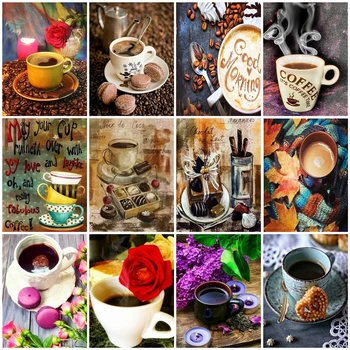 

HUACAN Paint By Number Food Drawing On Canvas Gift DIY Pictures By Numbers Kits Hand Painted Painting Coffee Art Home Decor