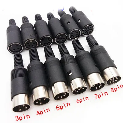 

10Pcs Mini 3 4 5 6 7 8 Pin Din Male Plug With Plastic Handle Adapter Soldering Cables DIY Connector