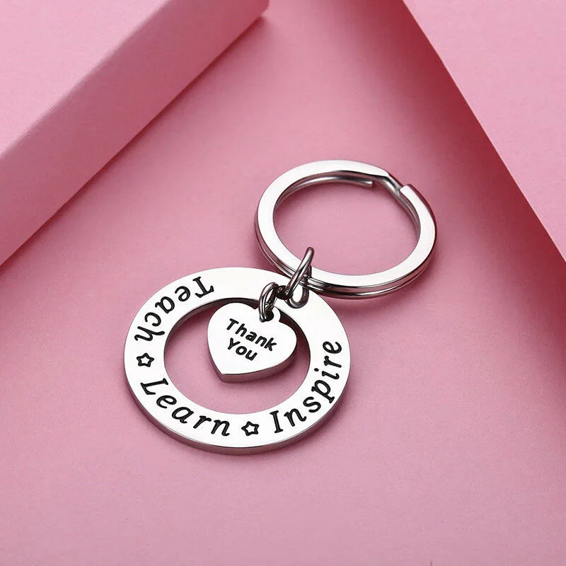 1pc Keychain Thank You Teach Learn Inspire Keyring Key Ring Jewelry For Teachers Day Thanksgiving Gift Hot Sale | Украшения и