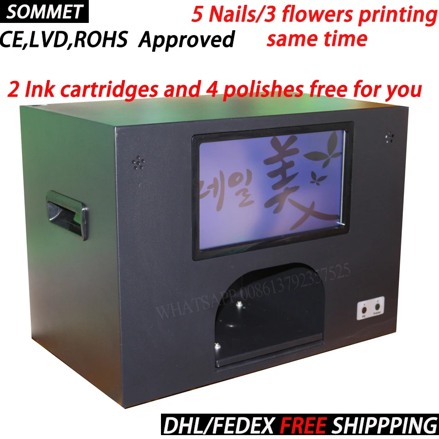 Nail printer machine 2 cartridges free professional nail printer nail art  machine touch screen 3 flowers printing - AliExpress