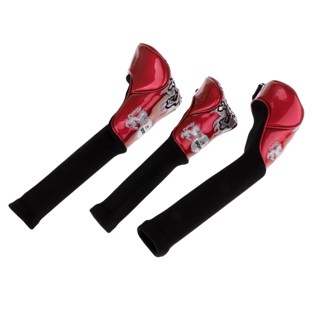 3 Pack Durable Skull Head Golf Cover Headcover for Driver Fairway Wood