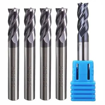 

HOT-5pcs Tungsten steel 4 Flute End Mill CNC Milling Cutter HRC50