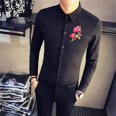 Chemise Homme, нарядная рубашка, мужские Гавайские рубашки с длинным рукавом, мужские облегающие рубашки, мужские рубашки с цветочным принтом, дизайнерские рубашки Kemeja Pria