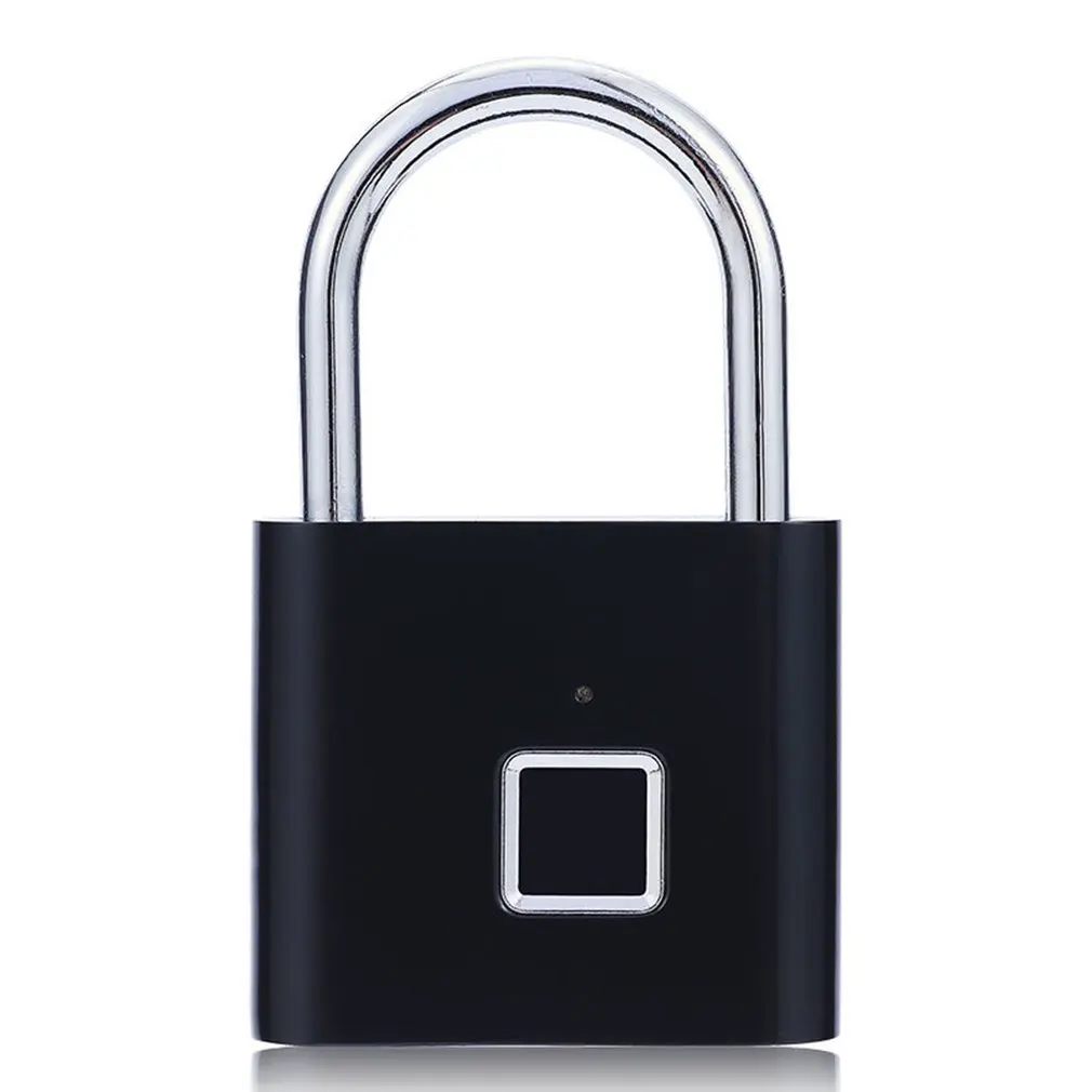 

Black silver Keyless USB Rechargeable Door Lock Fingerprint Smart Padlock Quick Unlock Zinc alloy Metal Self Developing Chip