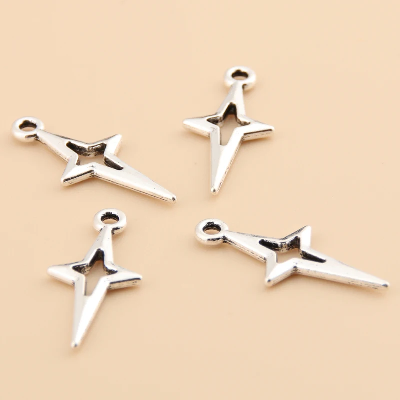Star Charms 100pcs Silver 23x10.5mm Fit DIY Jewelry Making