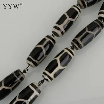 

Natural Tibetan onyx Dzi Beads jewelry kay jewelers jewellry column cylinder white and black 39-41x15-16x15-16mm