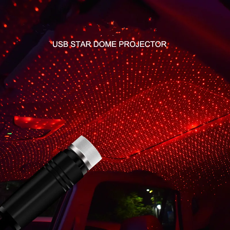 Установка, автомобильный светильник для окружающей среды, автомобильный Звездный USB модифицированный светильник для внутренней отделки крыши, звездное небо, потолочный проектор - Испускаемый цвет: red