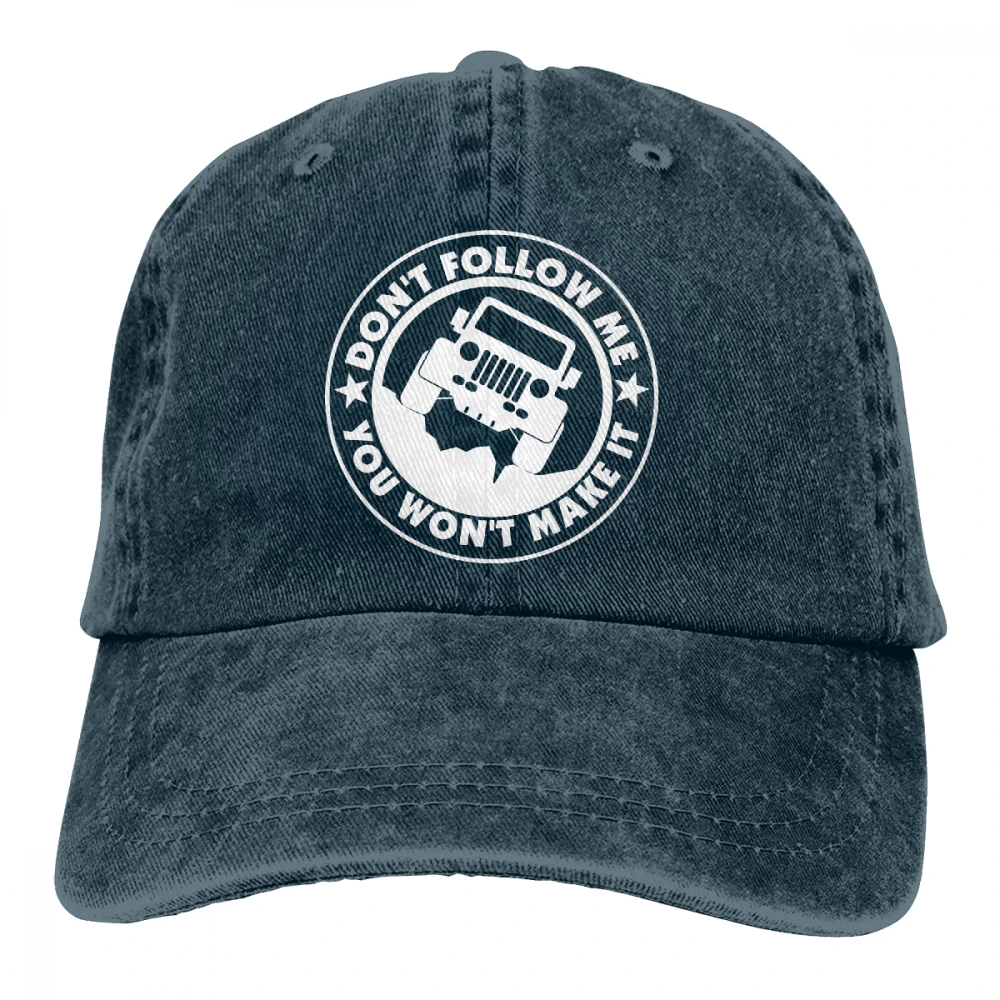 Не следуйте за мной, вы не сделаете это Casquette темно-синий унисекс Мужские Женские джинсовые бейсболка с ремешком, регулируемая шапка для гольфа, папы