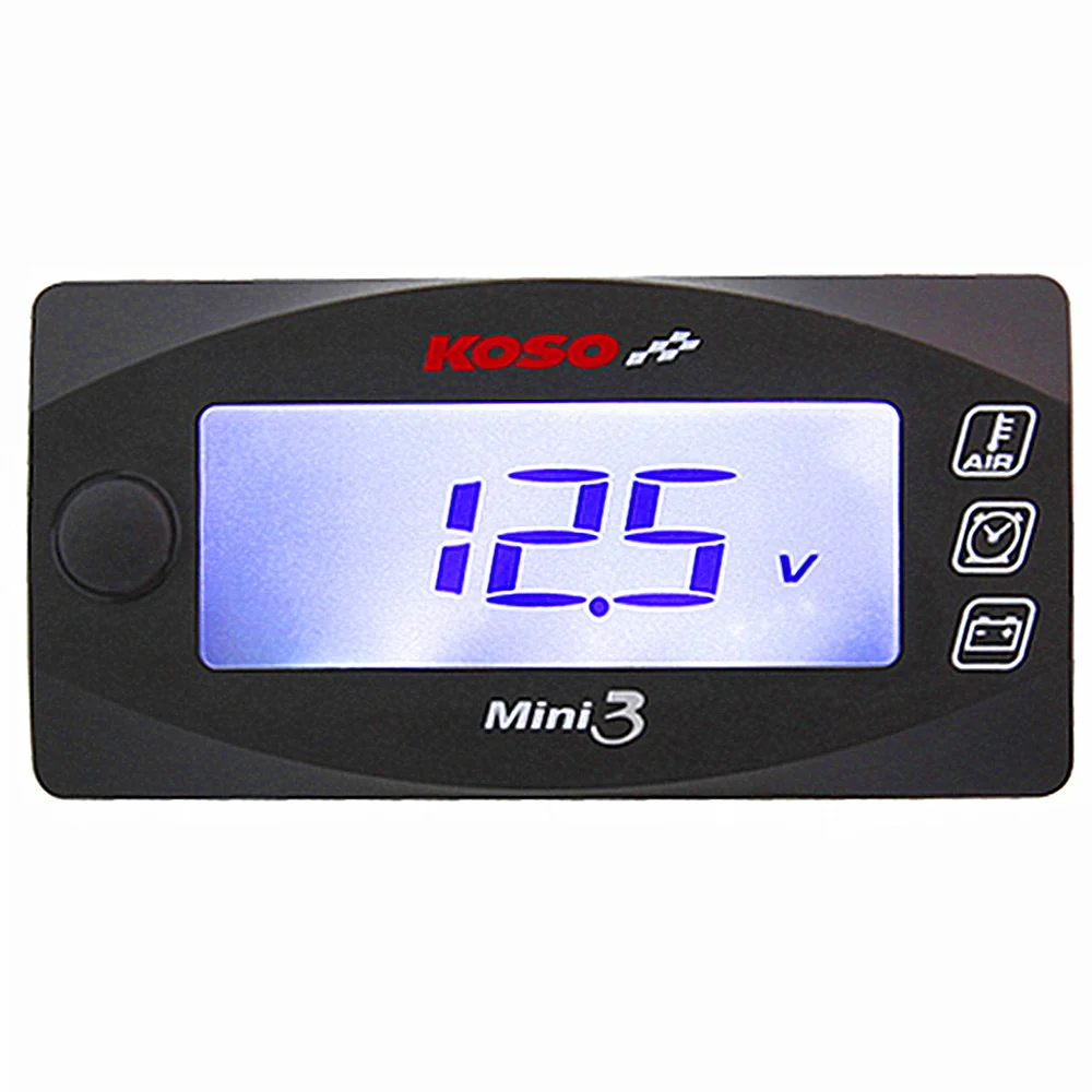 Мини Стиль инструкция светодиодный дисплей метр KOSO Mini 3 цифровой(температура воздуха+ время+ вольтметр) для гонок и скутеров