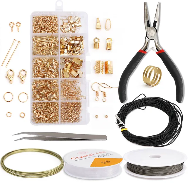 Alloy Accessories Kits Jewelry Findings Earrings Accessories Tools Open Jump Rings Earring Hook Jewelry Making Supplies Kit Rose Gold Set