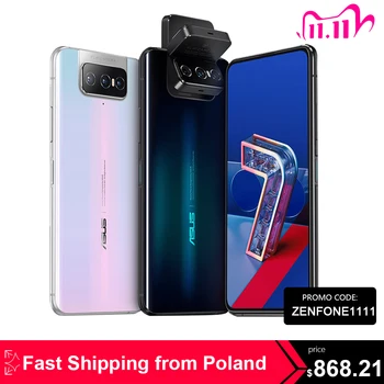 Перейти на Алиэкспресс и купить Смартфон ASUS Zenfone 7 Pro, 8 Гб RAM, 256 ГБ ROM, Snapdragon 865 Plus, 5000 мАч, NFC, Android Q, 90 Гц, глобальная версия 5G телефона